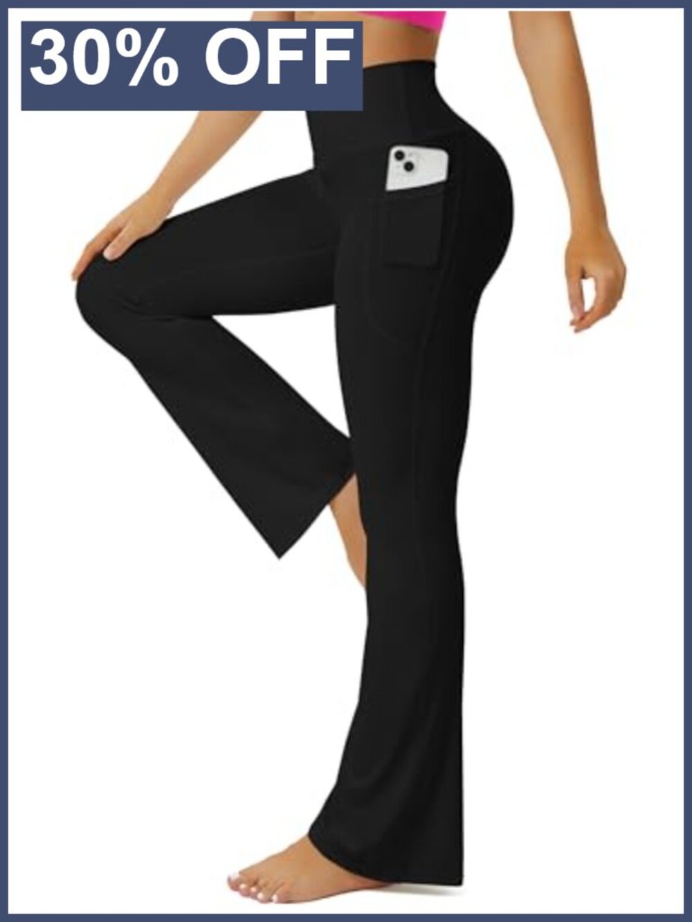 FOHOFO Women's High Waist Flare Leggings with Pockets Crossover Yoga Pants